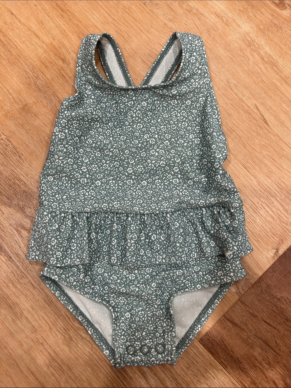 Toddler Floral Ruffle One-Piece Swimsuit - Green